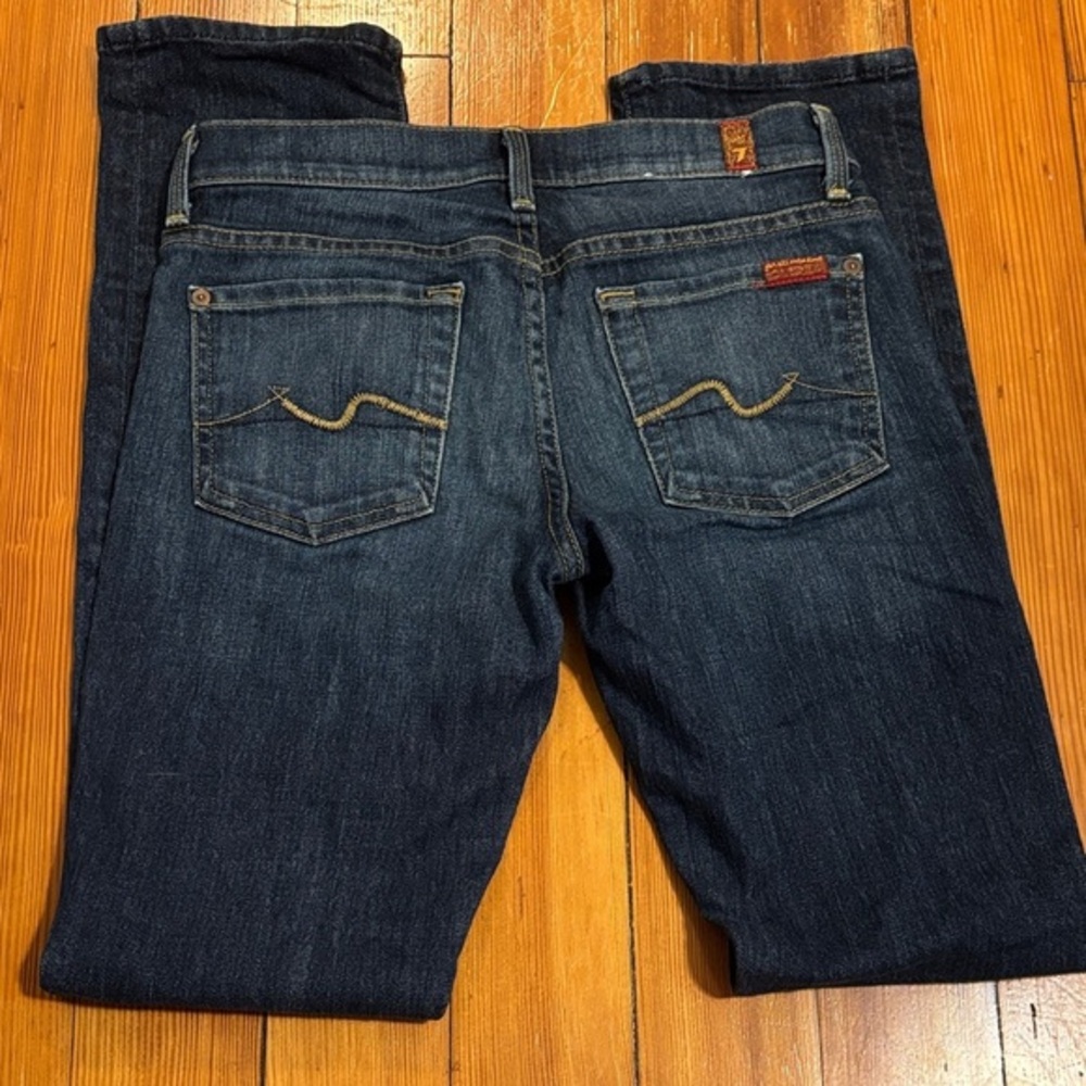 7 For All Mankind Straight Leg Jeans Dark Wash Pocket Size 24 - Picture 4 of 5